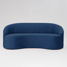 Sofá Curvo Montserrat 150cm 2 Lugares Veludo Azul Clássico - Nexta Casa - 6