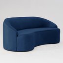 Ver imagem 1 de Sofá Curvo Montserrat 150cm 2 Lugares Veludo Azul Clássico - Nexta Casa