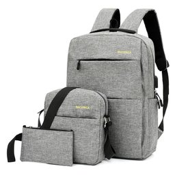 Kit 3 Itens Mochila Bolsa Versátil Notebook ou Escritório:cinza - 1