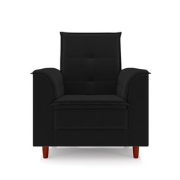 Poltrona de Amamentação Quarto Infantil com Puff Kate Pés Palito Suede Preto - New Belle Poltrona Co - 6