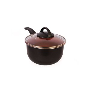 Panela Antiaderente 18 Cm com Tampa de Vidro – Preto e Cobre