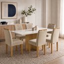 Ver imagem 1 de Conjunto Sala de Jantar 6 Lugares Retangular Tampo Vidro MDF 160x80cm Mesa e Cadeiras Carol