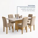 Ver mais imagens de Conjunto Sala de Jantar 6 Lugares Retangular Tampo Vidro MDF 160x80cm Mesa e Cadeiras Carol