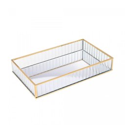 Bandeja de Metal com Espelho Dourada 20cm X 30cm X 4cm - Lyor - 5