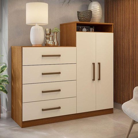 Cômoda Sapateira Ambiente Áurea Amêndola Touch Off White - Demóbile