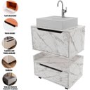 Ver imagem 2 de Kit Balcão e Gabinete de Banheiro com Cuba 1 Porta 1 Gaveta Mármore Branco