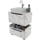 Ver imagem 1 de Kit Balcão e Gabinete de Banheiro com Cuba 1 Porta 1 Gaveta Mármore Branco