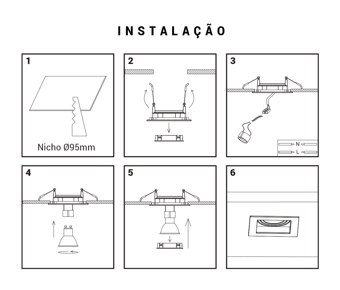Spot dicroica mr16 de embutir recuado Quadrado LED 7w Dimerizavel - Branco - 6500K - 8