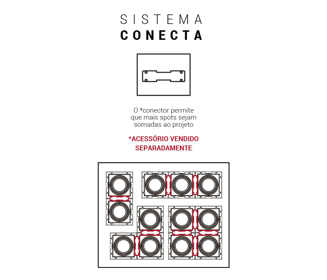 Spot dicroica mr16 de embutir recuado Quadrado LED 7w Dimerizavel - Branco - 6500K - 6