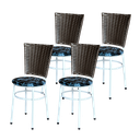 Ver imagem 1 de Conjunto 4 Cadeiras Branca para Cozinha Hawai Café com Assento Estampado:floral Preto