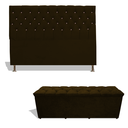 Ver imagem 1 de Kit Estrela Cabeceira de Cama Box Casal 140 Cm + Calçadeira Baú Suede Marrom Eli Móveis e Decoração
