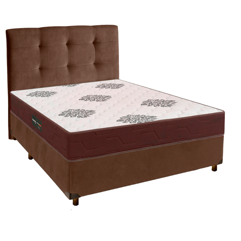 Kit Cama Box + Cabeceira + Colchão Casal D45 Inovaflex - Marrom