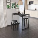 Ver mais imagens de Mesa Multiuso Preto 90 Cm com 02 Banquetas Corino Preto