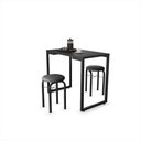 Ver imagem 1 de Mesa Multiuso Preto 90 Cm com 02 Banquetas Corino Preto