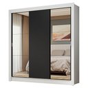 Ver imagem 3 de Guarda-roupa Casal 3 Portas de Correr com Espelhos Branco/preto Nobre Madesa