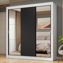 Ver imagem 1 de Guarda-roupa Casal 3 Portas de Correr com Espelhos Branco/preto Nobre Madesa