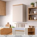Ver imagem 5 de Armário Aéreo Decorativo Solari 40cm Porta Dobradiças com Amortecimento Mdf Jequitibá/gris Fosco G77