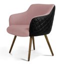 Ver imagem 2 de Kit 2 Poltronas Decorativas Algodão Rosa Sintético Preto Matelassê Pé Palito Alya- Larbelle