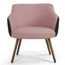 Ver imagem 3 de Kit 2 Poltronas Decorativas Algodão Rosa Sintético Preto Matelassê Pé Palito Alya- Larbelle