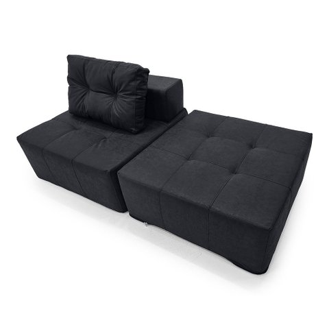 Poltronas Serena 2 Peças Modular  Sofá de Chão Nobuck Estrutura Sem Madeira  de Espuma D28 Leve