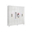 Ver imagem 1 de Guarda Roupa Casal 6 Portas e 3 Gavetas c/ Espelho Prático Branco - Demóbile
