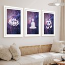 Ver imagem 1 de Kit 3 Quadros Grandes Budismo Galaxy 60x48cm:moldura Branca