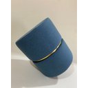 Ver imagem 2 de Kit 2 Puff com Cinta Dourada Meio:azul