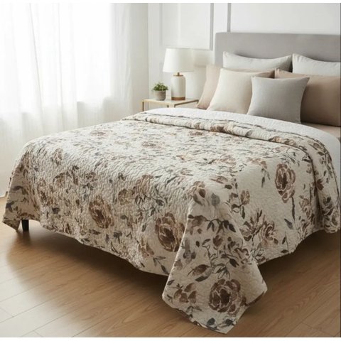 Colcha de Casal Evolution Patchwork Camesa Florida de 2,20m x 2,40m.