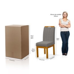 Conjunto 2 Cadeira Blend para Sala de Jantar Linho Cinza Escuro Pés Madeira Maciça Redenobre - 4