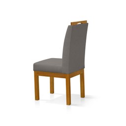 Conjunto 2 Cadeira Blend para Sala de Jantar Linho Cinza Escuro Pés Madeira Maciça Redenobre - 2