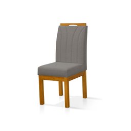 Conjunto 2 Cadeira Blend para Sala de Jantar Linho Cinza Escuro Pés Madeira Maciça Redenobre - 3