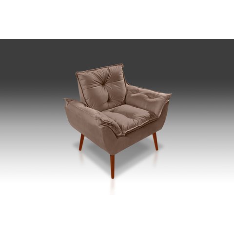 Poltrona Decorativa Opala Suede Capuccino - Pandora Decor