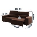 Ver imagem 3 de Sofá 3 Lugares Retrátil Encosto Reclinável Veludo 5 Posições Marrom