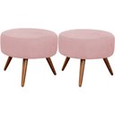 Ver imagem 1 de Kit 02 Puffs Redondo Suede Rosê Pés Palito