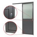 Ver imagem 3 de Porta de Correr Suspensa 210x80cm Meia Lambril Meia Vidro Dir L.25 Brimak Abertura Direita Cinza