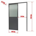 Ver imagem 6 de Porta de Correr Suspensa 210x80cm Meia Lambril Meia Vidro Dir L.25 Brimak Abertura Direita Cinza