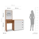 Ver imagem 4 de Cômoda Penteadeira Porto 4 Gavetas com Espelho 149x160cm Branco/Freijó 240889