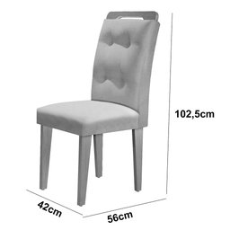 Sala de Jantar Mesa Olímpia 120CM MDF Vidro Canto Copo com 4 Cadeiras Carol Moderna - 4