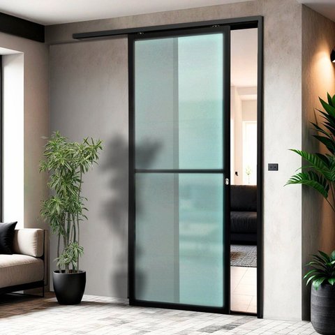 Porta de Correr Suspensa 210x80cm Vidrao Dir L.25 Brimak Abertura Direita