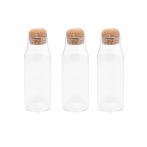 Kit de 03 Potes de Vidro com Tampa de Rolha 820ml