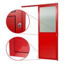Ver imagem 3 de Porta de Correr Suspensa 210x80cm Meia Lambril Meia Vidro Dir L.25 Brimak Abertura Direita Vermelho