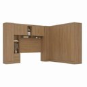 Ver imagem 2 de Guarda Roupa Casal Modulado 4 Peças 12 Portas 5 Gavetas com Cabeceira 100% MDF Smart Cinamomo Marrom