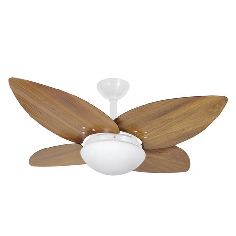 Ventilador de Teto Infinity Lótus Branco 4 Pás Freijó 220V+Controle 1025 Lótus 4P