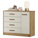 Ver imagem 2 de Cômoda Quarto 90cm 4 Gavetas 1 Porta Belluno Nature/Off Z49 - Mpozenato