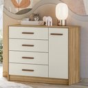 Ver imagem 1 de Cômoda Quarto 90cm 4 Gavetas 1 Porta Belluno Nature/Off Z49 - Mpozenato