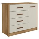 Ver imagem 6 de Cômoda Quarto 90cm 4 Gavetas 1 Porta Belluno Nature/Off Z49 - Mpozenato