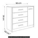 Ver imagem 4 de Cômoda Quarto 90cm 4 Gavetas 1 Porta Belluno Nature/Off Z49 - Mpozenato