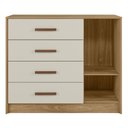 Ver imagem 5 de Cômoda Quarto 90cm 4 Gavetas 1 Porta Belluno Nature/Off Z49 - Mpozenato