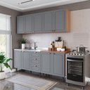 Ver imagem 1 de Cozinha Pérola 200cm 4 Peças Cinza/Freijó Yescasa