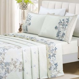 Jogo Cama Lençol Casa Scarpa Santorini King Estampa Florida Percal 300 Fios 4 Peças - Nude Outono - 2